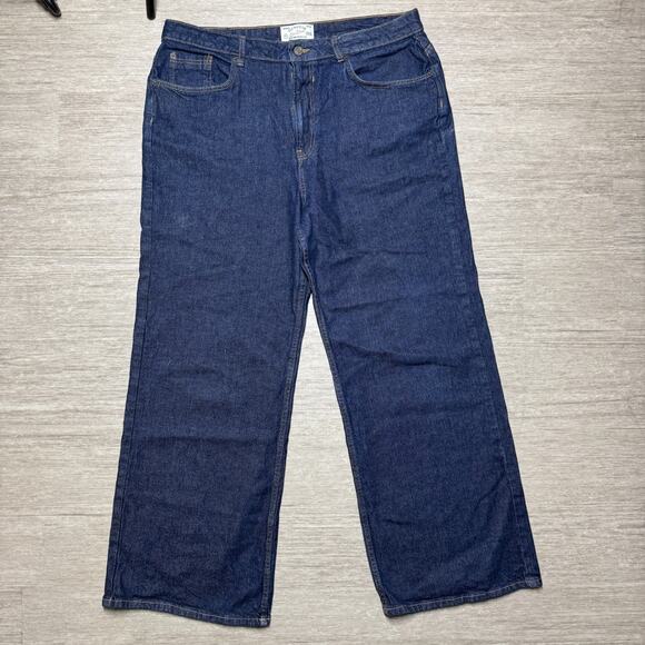 Fat Face UK Whitby Wide Leg Denim Jeans 16L 36x30 Dark Wash Stretch Fit Relaxed - Picture 1 of 9